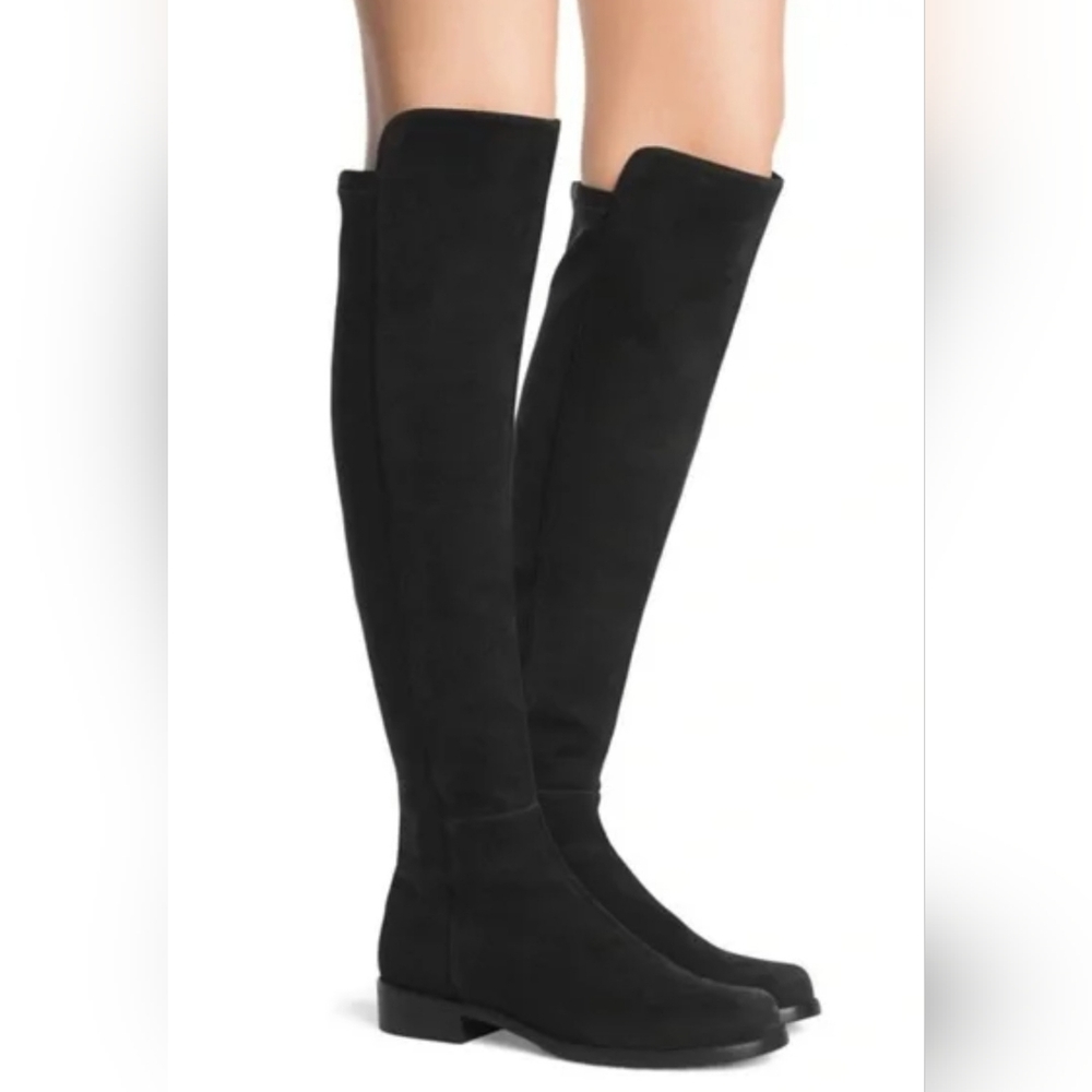 NWOT - Stuart Weitzman Black Suede 5050 Over The Knee Boots. Size 5.